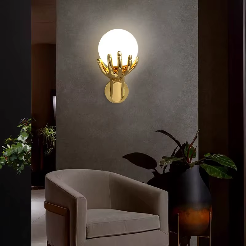 Indoor LED Wall Lamp Creative Decoration for Living Room 110V220V Study Corridor Modern Resin Glass Bedside Wall Lights